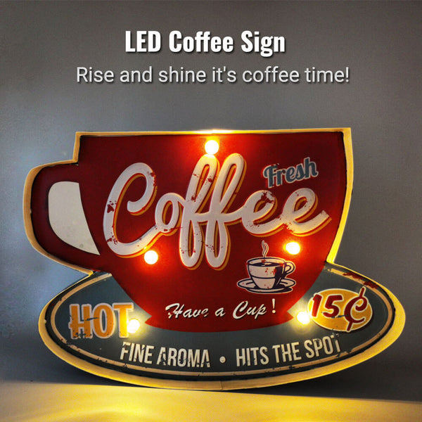 Tiptrek Light up Coffee Sign, Vintage Hot Cocoa Bar Decor