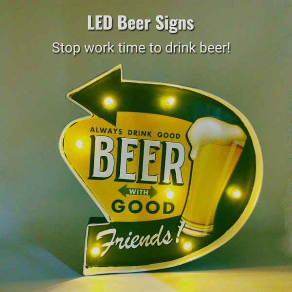 TipTrek Lighted Beer Signs, LED Vintage Metal Beer Sign Old Style Natu -  Tiptrek